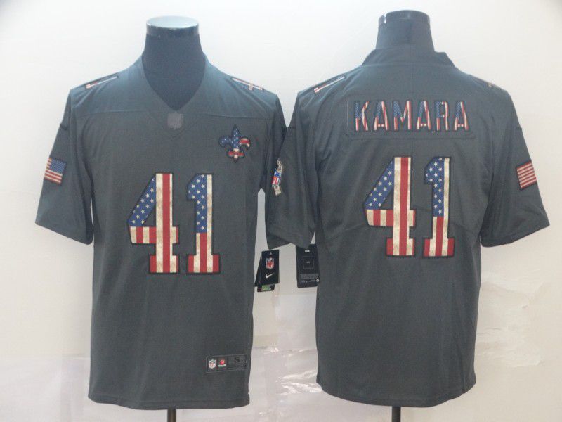 Men New Orleans Saints #41 Kamara Carbon Black Retro USA flag Nike NFL Jerseys->arizona cardinals->NFL Jersey
